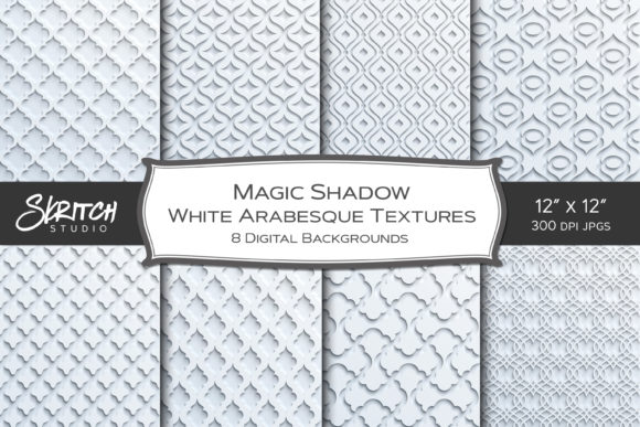 Elevating Design Depth with Magic Shadow White Arabesque Backgrounds