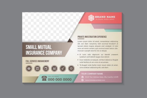 Elevating Mutual Insurance Branding with the Pastel Color Horizontal Flyer for Insura