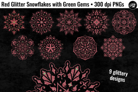 Integrating Red Glitter Mandala Snowflakes with Gems into Professional Winter Design Workflows