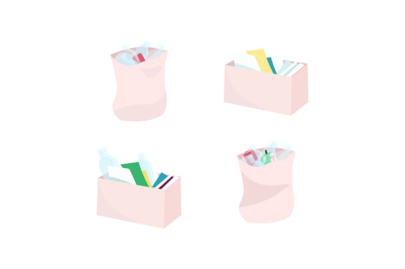 Integrating the Waste Boxes and Bags Flat Color Set into Modern Design Workflows