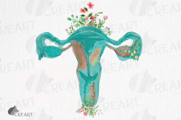 Strategic Visual Communication with Watercolour Floral Human Uterus Clipart
