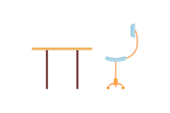 Transforming Digital Workspaces: The Power of Flat Color Vector Desk and Chair Illustrations